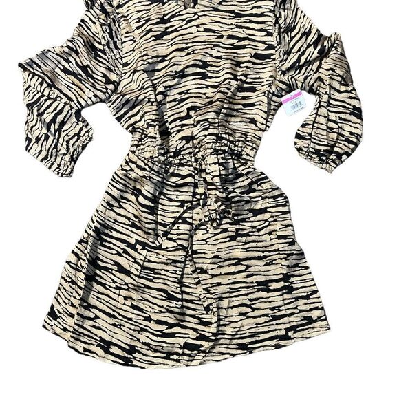 Nordstrom Rails Ora 3/4 Flutter Sleeve Drawstring Waist Animal Print Dress - Picture 8 of 12